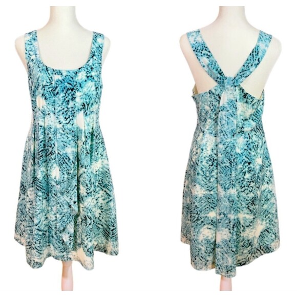 Jessica Simpson NWOT Teal Blue Color Splash Racerback Fit & Flare Dress, Size 6 - Picture 1 of 5